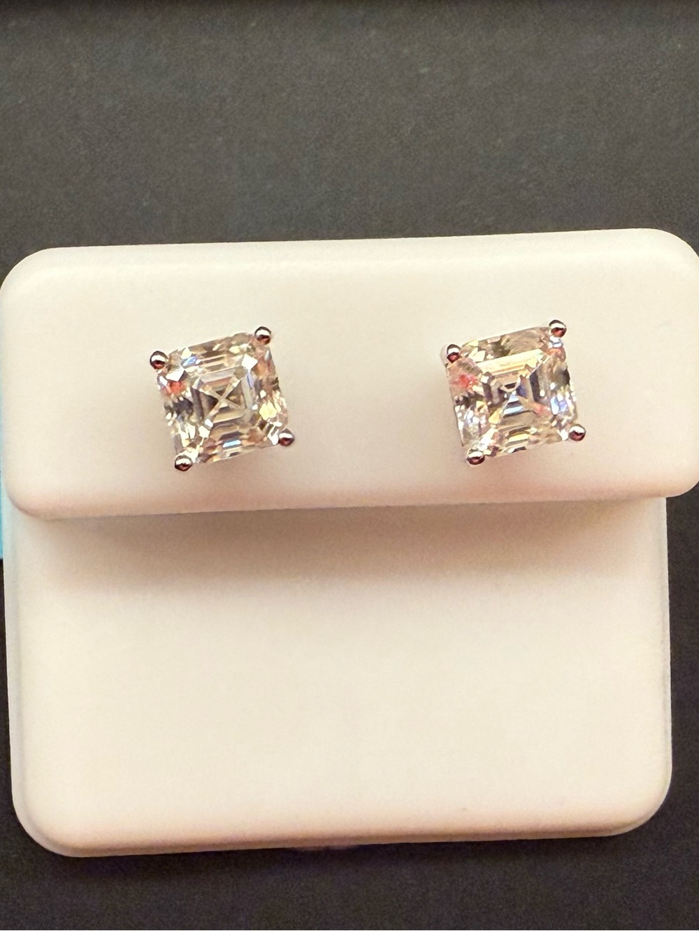 Moissanite Square Stud Earrings - 2.42 carat weight- NWT $699 retail
